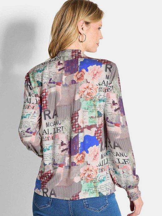 Damen Kurzgröße: Leichte Printbluse, Patchwork-Muster