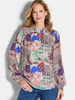 Damen Kurzgröße: Leichte Printbluse, Patchwork-Muster