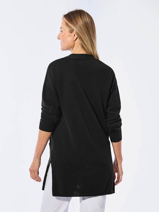 Damen Kurzgröße: Longstrickjacke mit Taschen