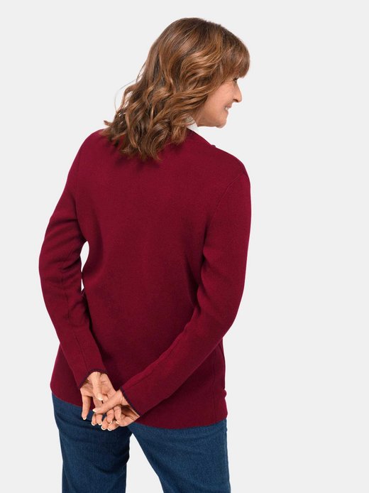 Damen Kurzgröße: Longstrickjacke mit Zierkanten