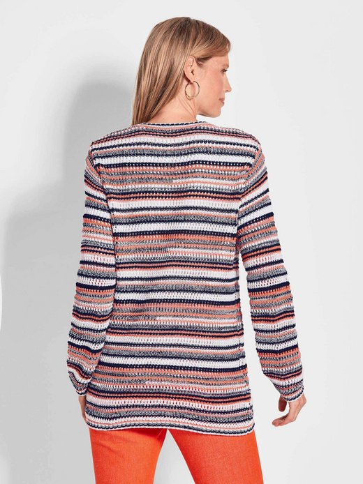 Damen Kurzgröße: Luftige multicolore Strickjacke