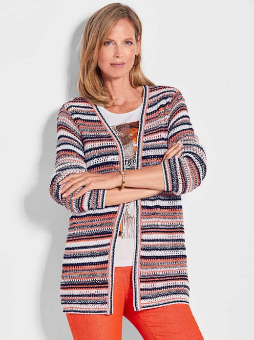 Damen Kurzgröße: Luftige multicolore Strickjacke