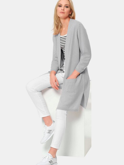 Damen Kurzgröße: Modische Kaschmir-Longstrickjacke