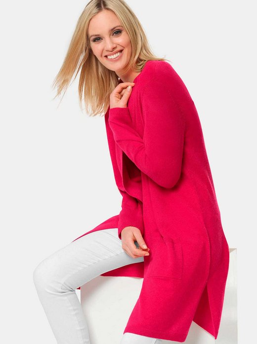 Damen Kurzgröße: Modische Kaschmir-Longstrickjacke