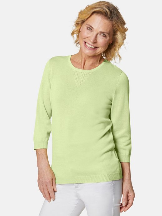 Damen Kurzgröße: Sommer-Strickpullover, Ajourmuster