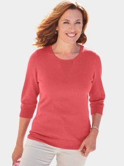 Damen Kurzgröße: Sommer-Strickpullover, Ajourmuster