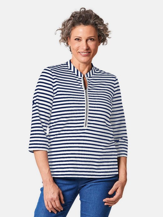 Damen Kurzgröße: Sportives Ringelshirt