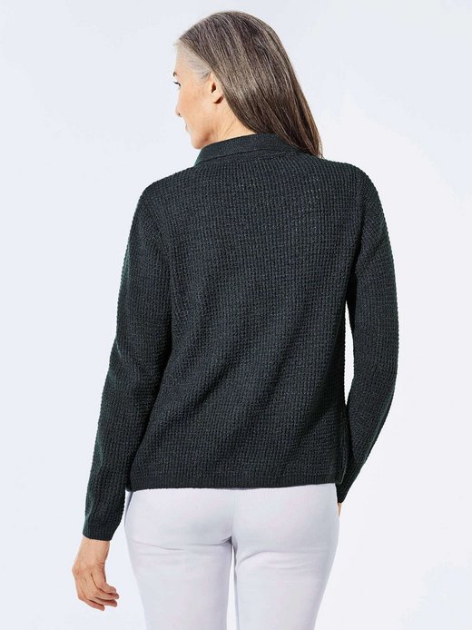 Damen Kurzgröße: Strickjacke mit Polokragen