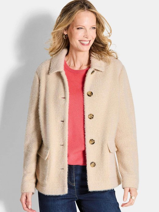 Damen Kurzgröße: Strickjacke mit dezenter Wabenstruktur