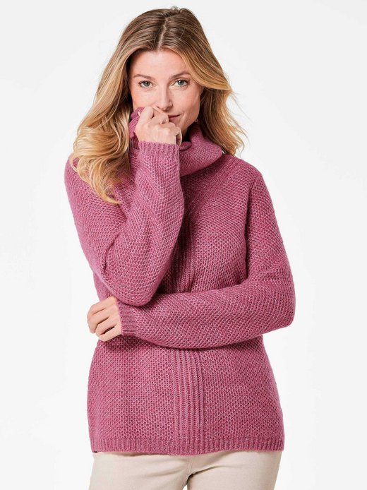 Damen Kurzgröße: Strickpullover mit Struktur, Glitzer