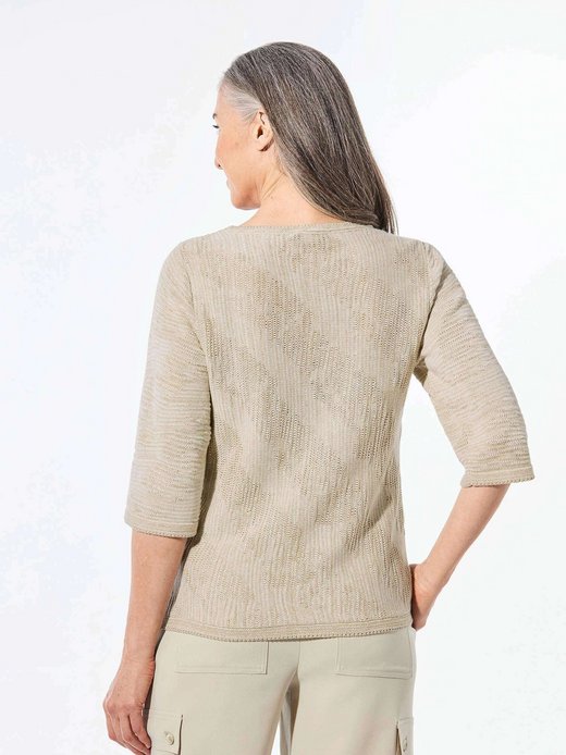 Damen Kurzgröße: Strickpullover mit U-Boot-Ausschnitt