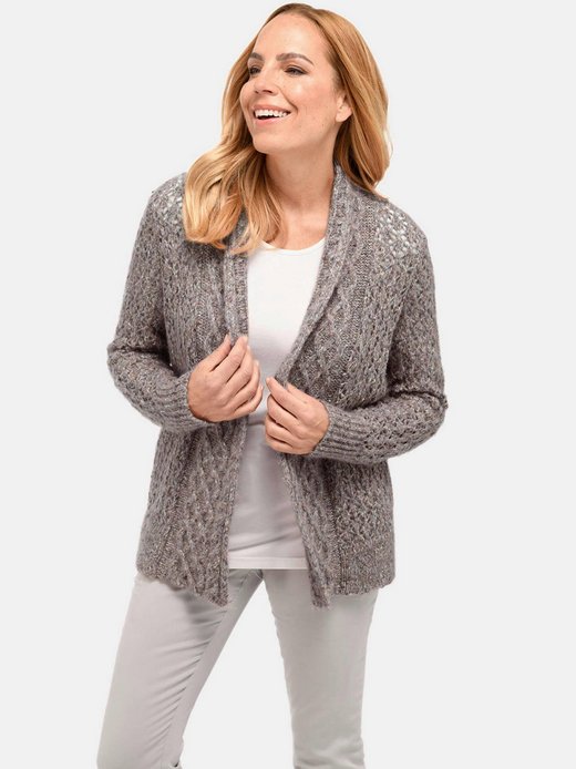 Damen Kurzgröße: Trageangenehme offene Strickjacke