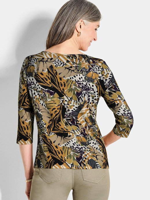 Damen Kurzgröße: Viskosebluse mit Allover-Leo-Druck
