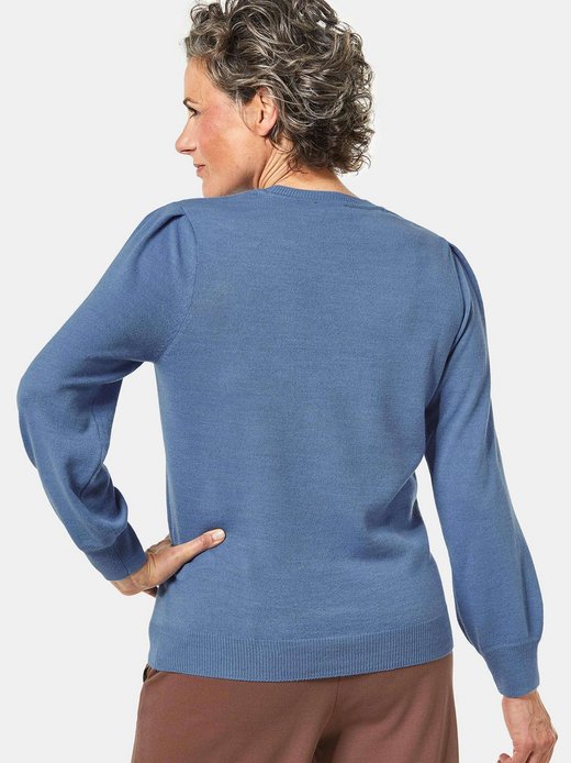 Damen Kurzgröße: Weicher Strickpullover, Ballonärmel