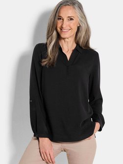 Damen Kurzgröße: Zeitlose Viskosebluse mit Hemdkragen
