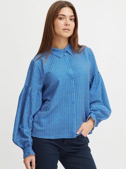 Artikelbild Damen Langarmbluse - PZSAVINO von PULZ Jeans in blau gemustert