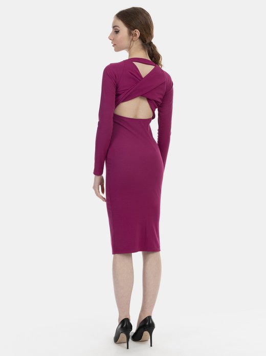 Damen Langarmkleid midi