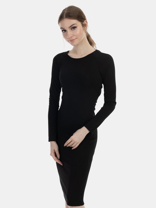 Damen Langarmkleid midi