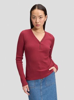 Damen Langarmshirt - Waffle Henley