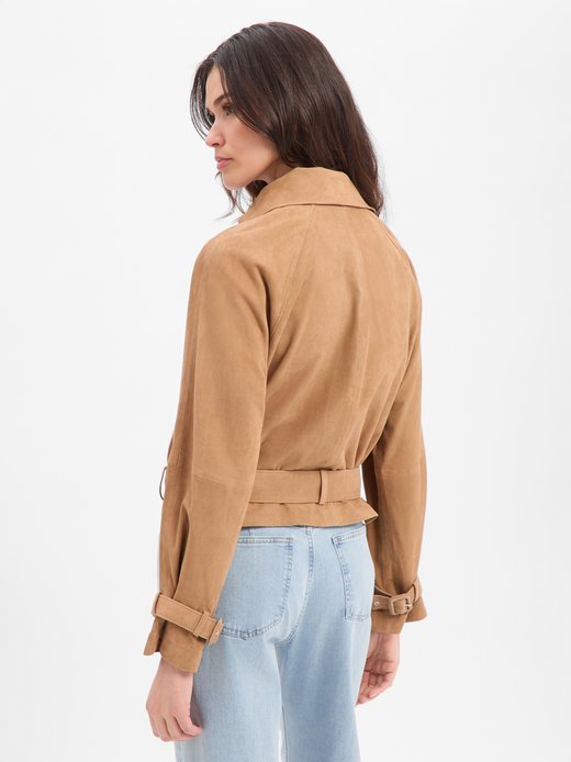 Damen Leder-Trenchjacke