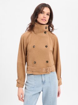 Damen Leder-Trenchjacke