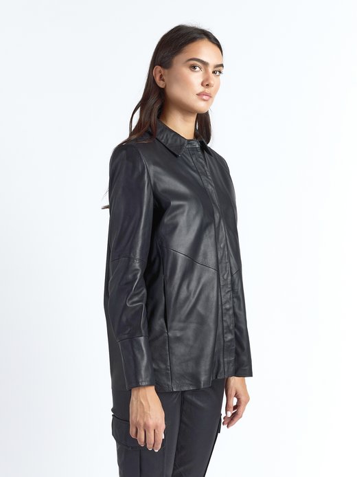 Damen Lederbluse
