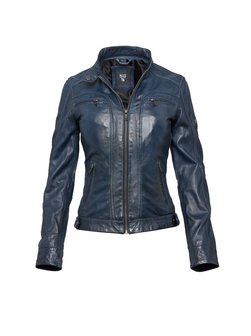 Artikelbild Damen Lederjacke von HIS in blau uni
