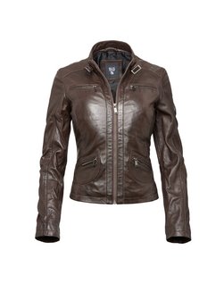 Artikelbild Damen Lederjacke von HIS in braun uni