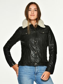 Artikelbild Damen Lederjacke von Mustang in schwarz uni
