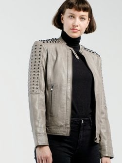 Artikelbild Damen Lederjacke von CBL in grau uni