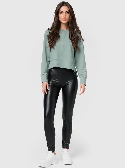 Damen Leggings  -  NUR DIE Vegane Leggings in Leder-Optik - Relax & Go - dunkelblau - Größe 36-38