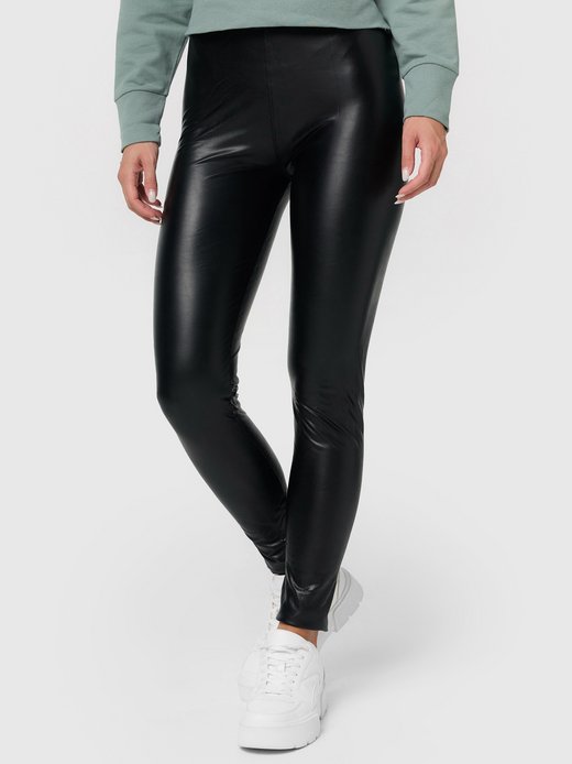 Damen Leggings  -  NUR DIE Vegane Leggings in Leder-Optik - Relax & Go - dunkelblau - Größe 36-38