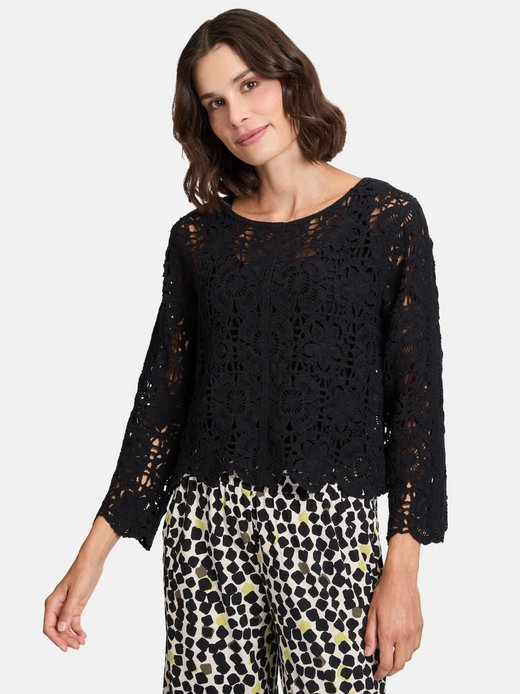 Damen Lochstrick-Pullover