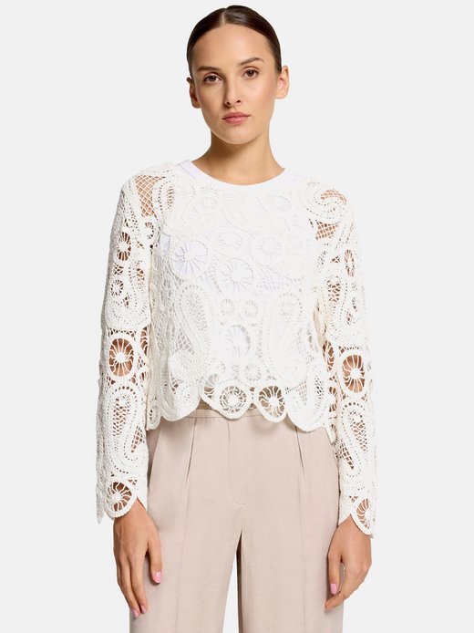 Damen Lochstrick-Pullover