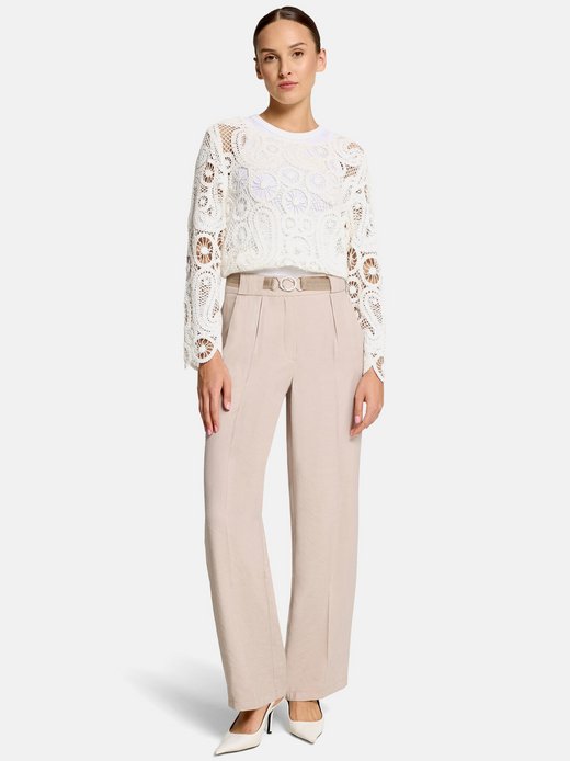 Damen Lochstrick-Pullover