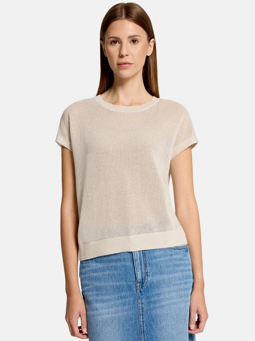 Damen Lochstrick-Pullover