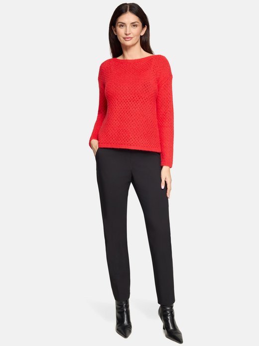 Damen Lochstrick-Pullover