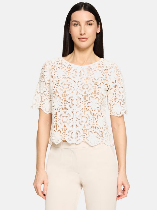 Damen Lochstrick-Pullover