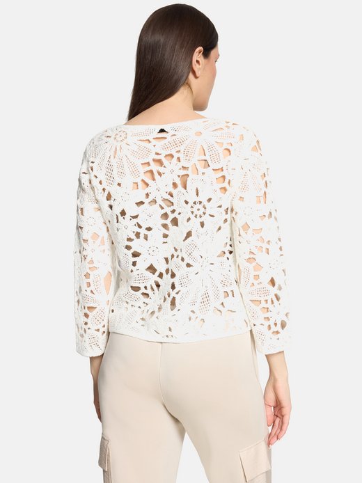 Damen Lochstrick-Pullover