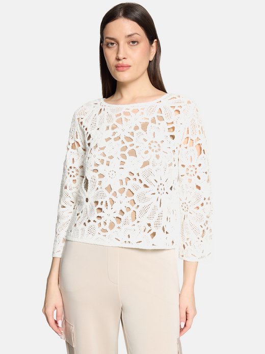 Damen Lochstrick-Pullover