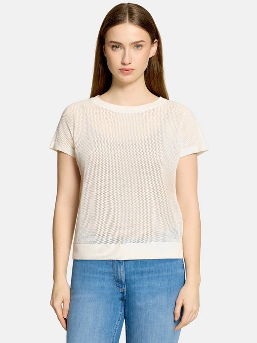 Damen Lochstrick-Pullover