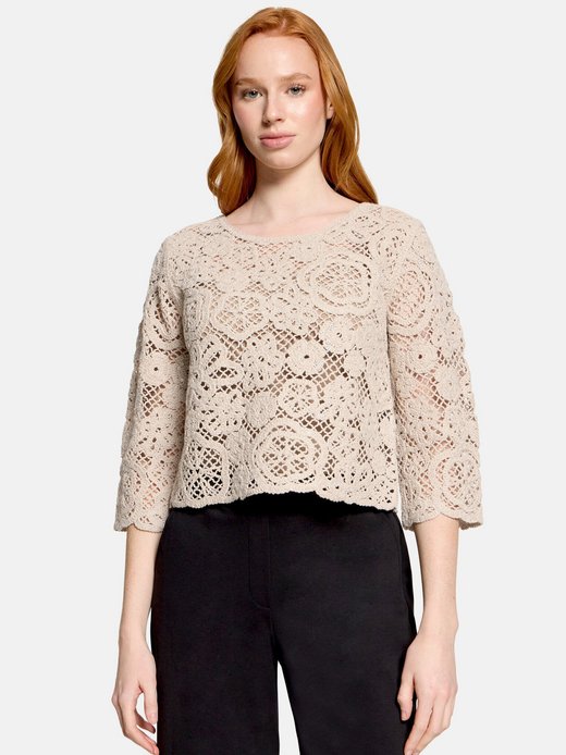 Damen Lochstrick-Pullover