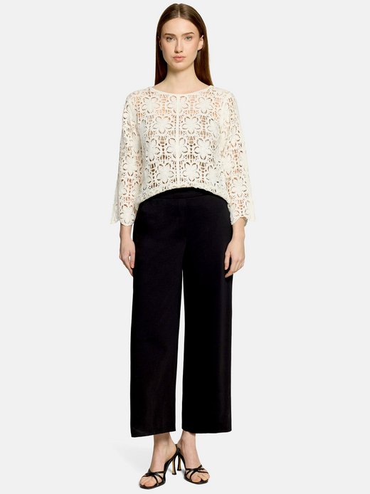 Damen Lochstrick-Pullover