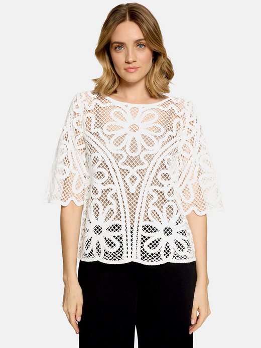 Damen Lochstrick-Pullover