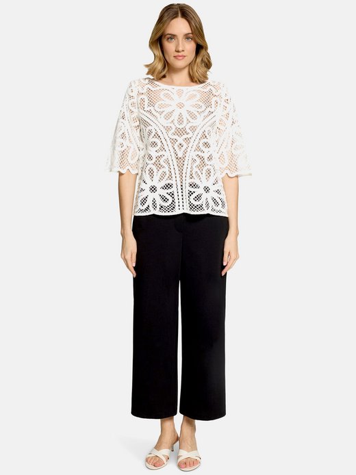 Damen Lochstrick-Pullover