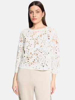 Damen Lochstrick-Pullover