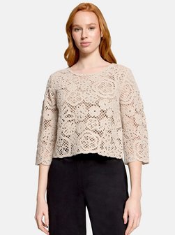 Damen Lochstrick-Pullover