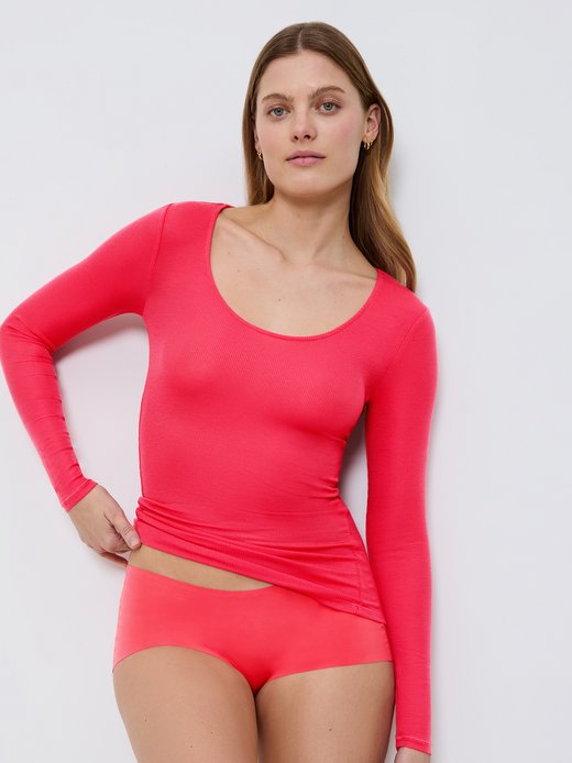 Damen Longsleeve  -  Beauty Layers Top Scoop Neck