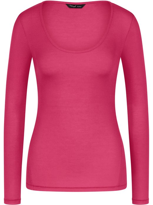 Damen Longsleeve  -  Beauty Layers Top Scoop Neck