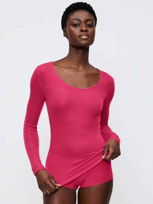 Damen Longsleeve  -  Beauty Layers Top Scoop Neck
